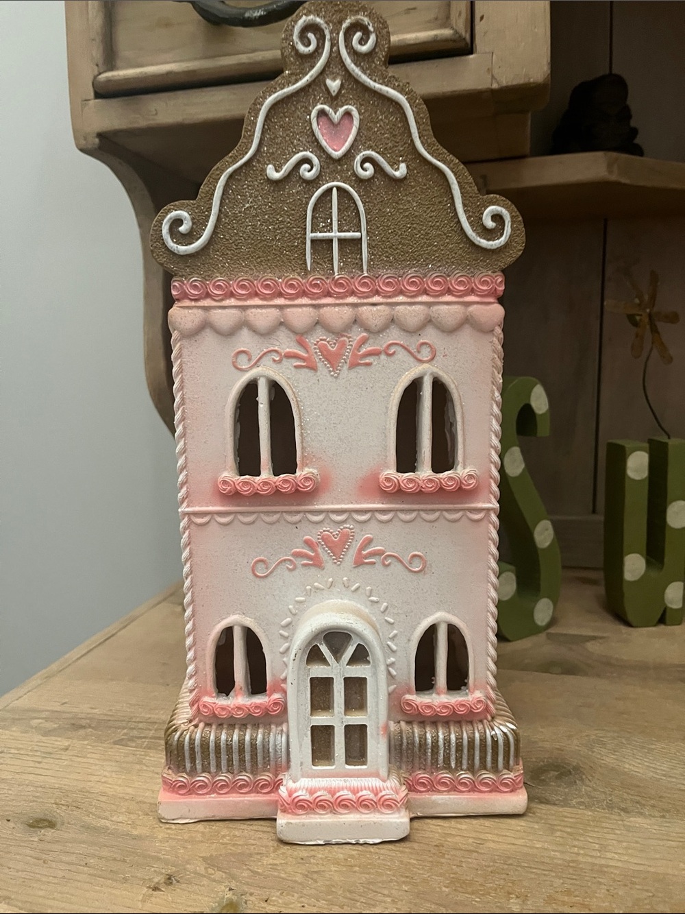 Cupcakes and Cashmere Lighted Gingerbread House Holiday Valentine Pink Victorian